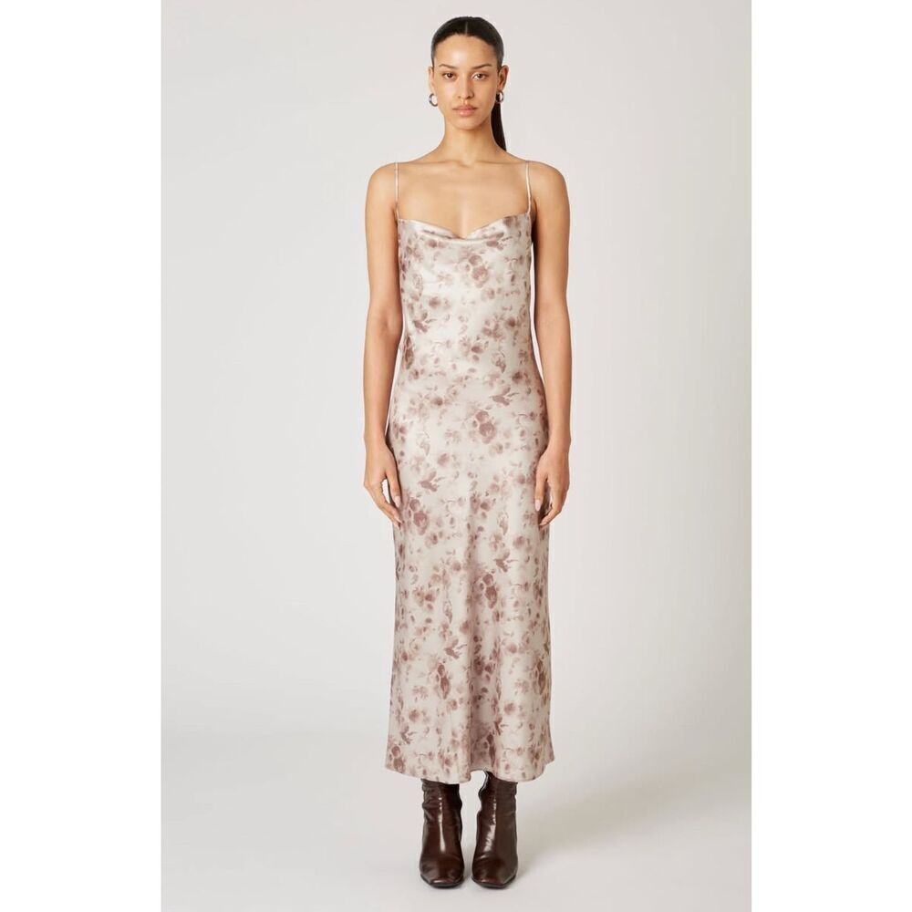 NIA MELANIE Satin maxi dress - TRUFFLE size S NWT$108 - Picture 2 of 6